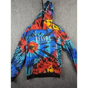 Mens Tie Dye Hoodie REASON Print Hoodie Men Tie Dye‎ Size Large Pilling